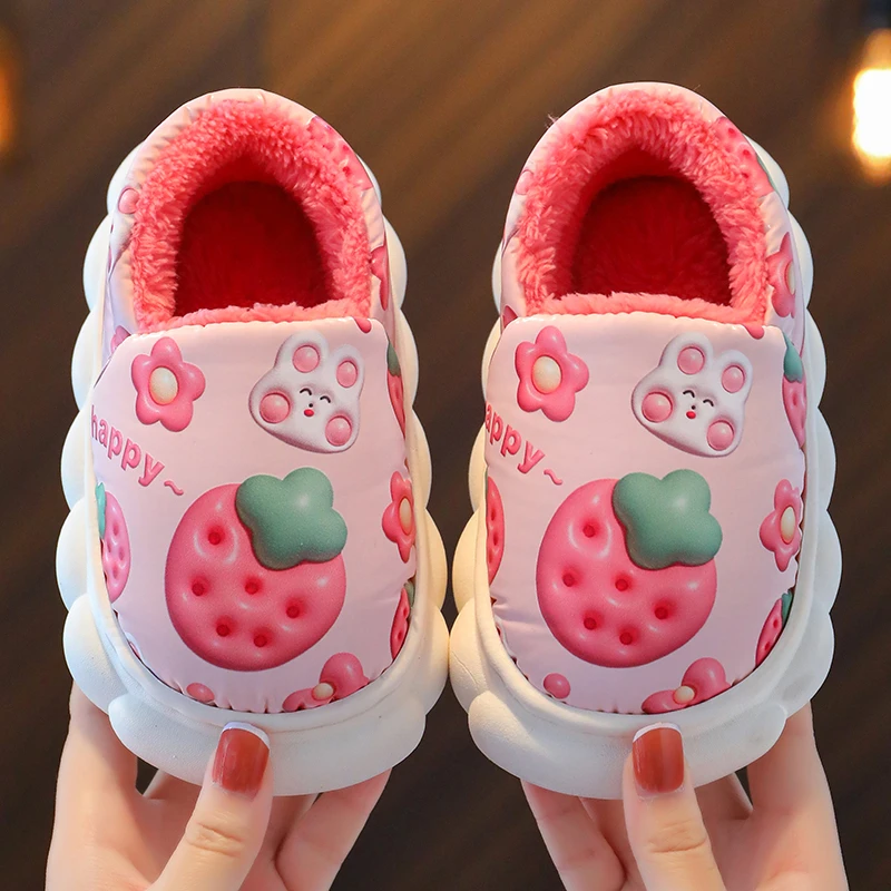 儿童棉鞋女冬季2023加厚防滑防水卡通包头公主毛毛拖鞋男童棉拖鞋