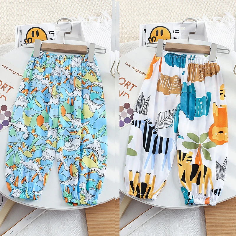 儿童棉绸防蚊裤夏季薄款裤子紧口男童女童宽松长裤灯笼裤休闲外穿
