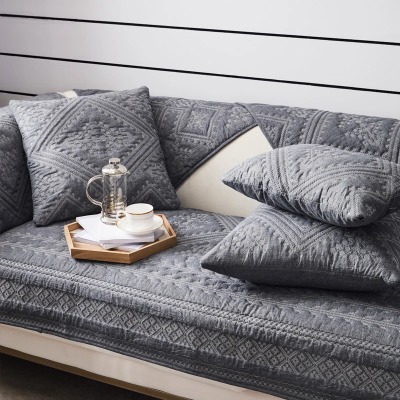 居家好物高档北欧风格纯棉加厚沙发垫套罩四季通用贵妃一片式防滑