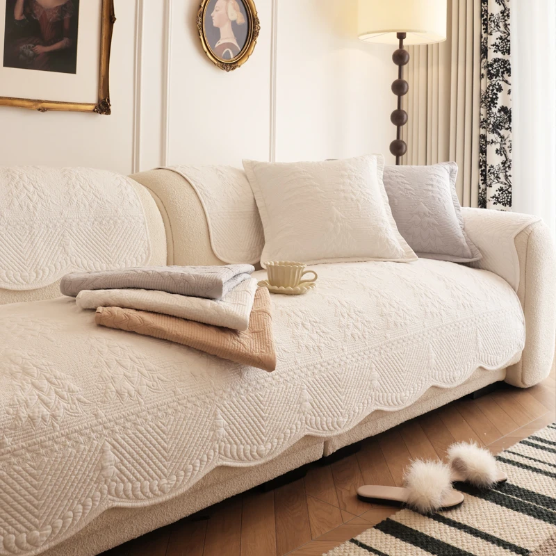 居家好物欧式小奢华纯棉沙发垫刺绣四季通用高档加厚防滑沙发坐垫