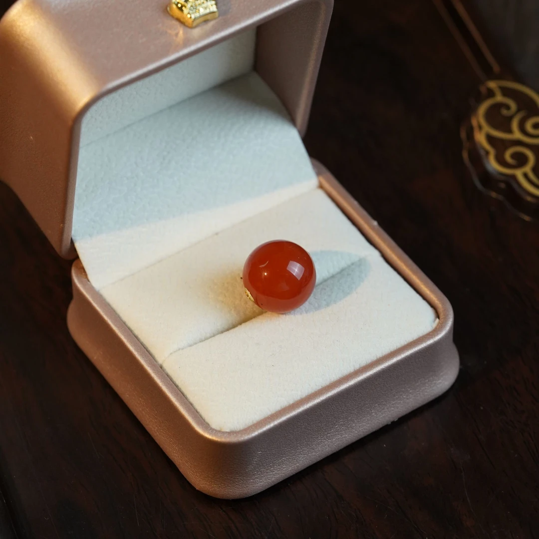【凤鸣珠宝】天然南红18K镶单珠必买路路通转运珠D-532