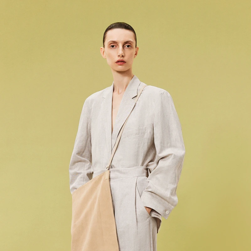 LESS一粒扣长袖西服女棉麻休闲松弛感亚麻宽松西装外套2O4712230