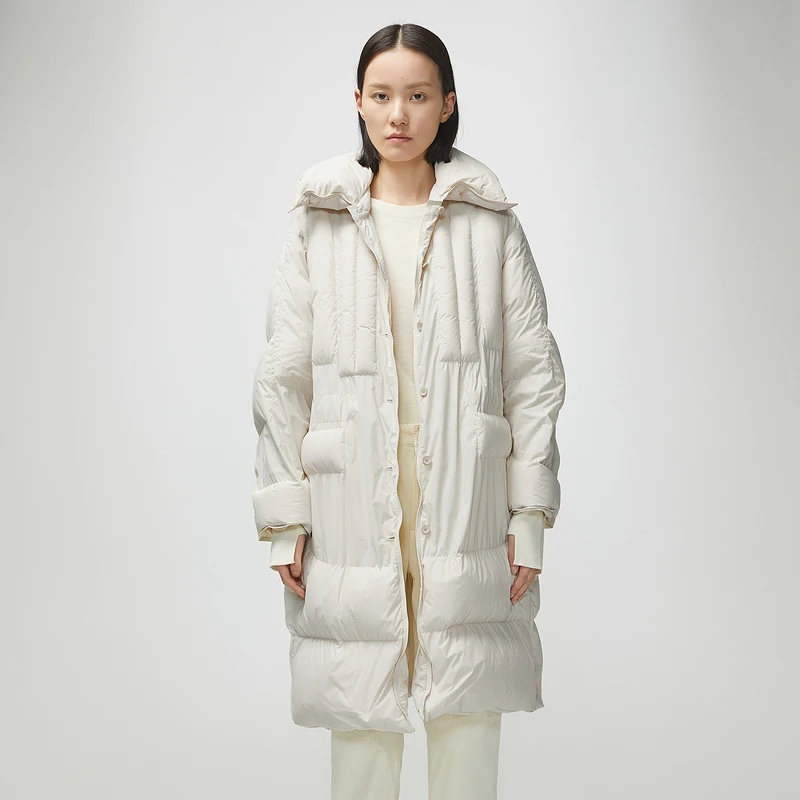 LESS冬季新款休闲百搭简约舒适时尚宽松A型中长款羽绒服2L9C31370