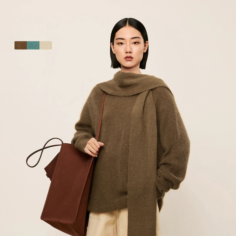 【0压系列】LESS秋冬马海毛针织衫软糯宽松纯色圆领毛衣2NB322580