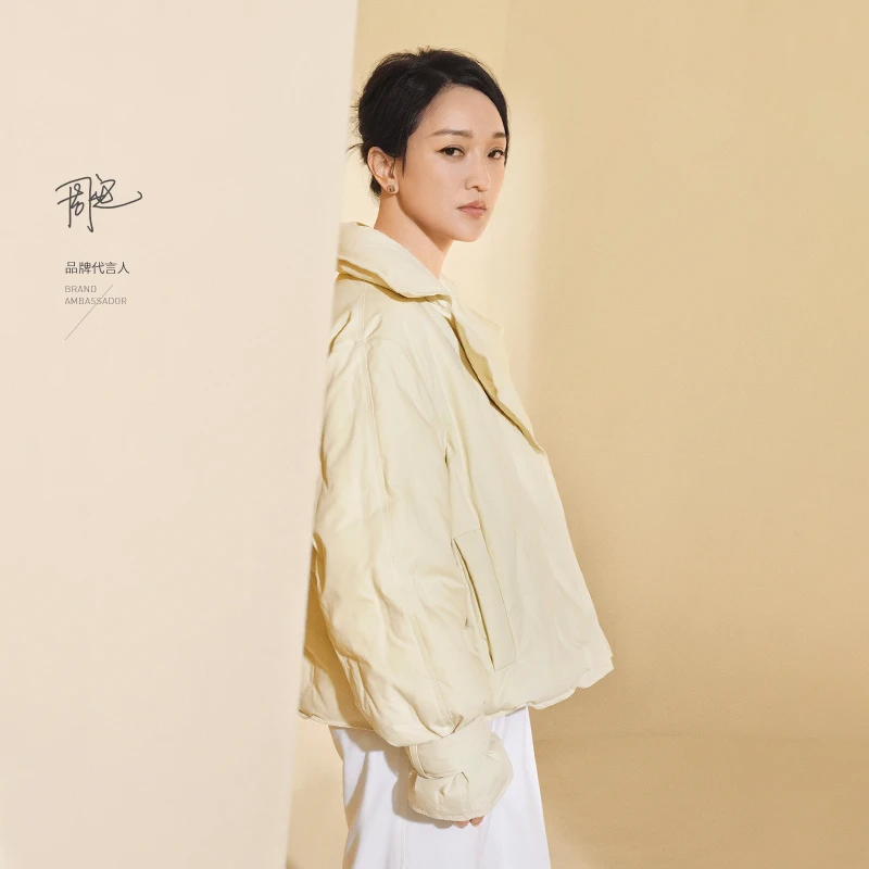 【周迅同款】LESS冬季白鸭绒绗缝羽绒服休闲连帽外套女2MAC10800