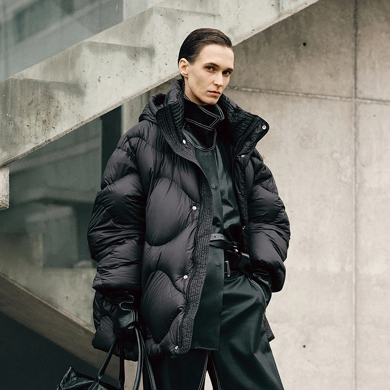 【弧形花纹/SAMUEL系列】LESS2024年新款冬中长款鹅绒服2O0C14310