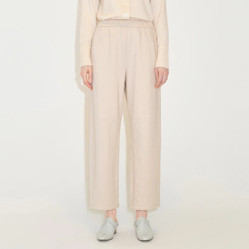 LESS棉质休闲裤女直筒简约宽松舒适高腰运动卫裤2MAE11100