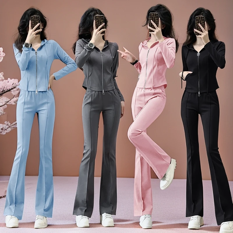 休闲运动套装女款2025新款爆款洋气女士运动服修身显瘦卫衣两件套