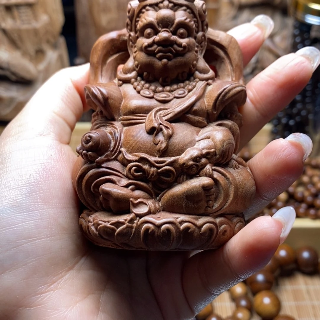 檀香木把件夏****阳黄财神摆件