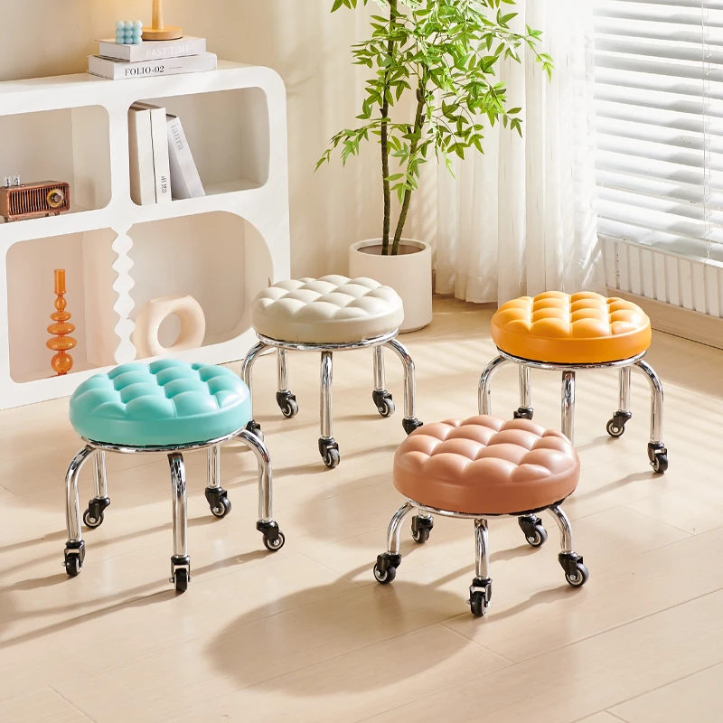 加厚柔软家用板凳矮凳圆凳面包凳美缝时尚客厅创意旋转万向滑轮凳