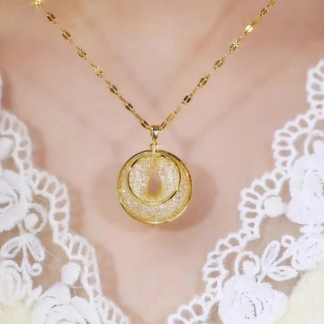 钛钢项链 金丝网状圈圈钛钢项链小众国风高级感轻奢百搭颈链女