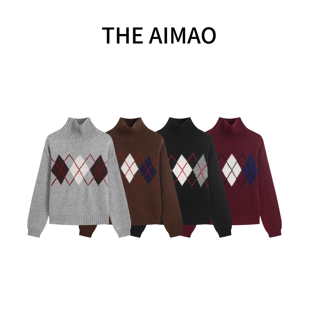 现货【山羊绒】马玉星“几何衫”山羊绒莱赛尔羊毛混纺毛衣女XYX81430