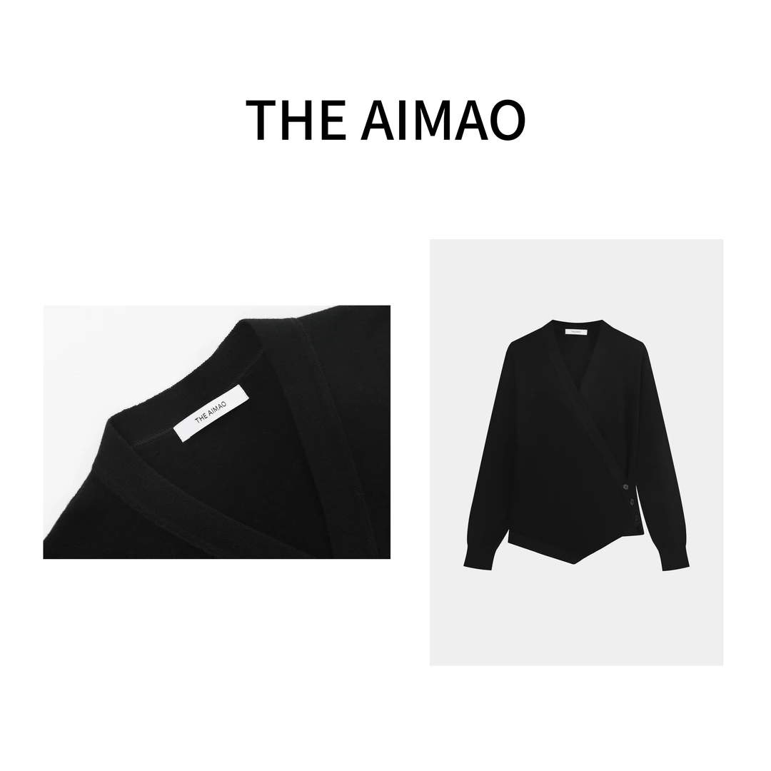 现货【THE AIMAO】“解构造型”柔糯100美丽诺羊毛斜门襟XYX90103