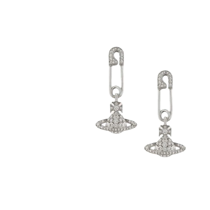 Vivienne Westwood 西太后别针镶钻土星耳钉银62030043-02P102-IM