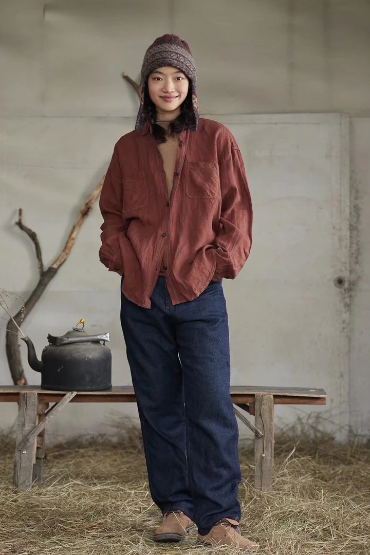 左岸迷香 原创设计 休闲文艺植物染衬衫Z23FW1023