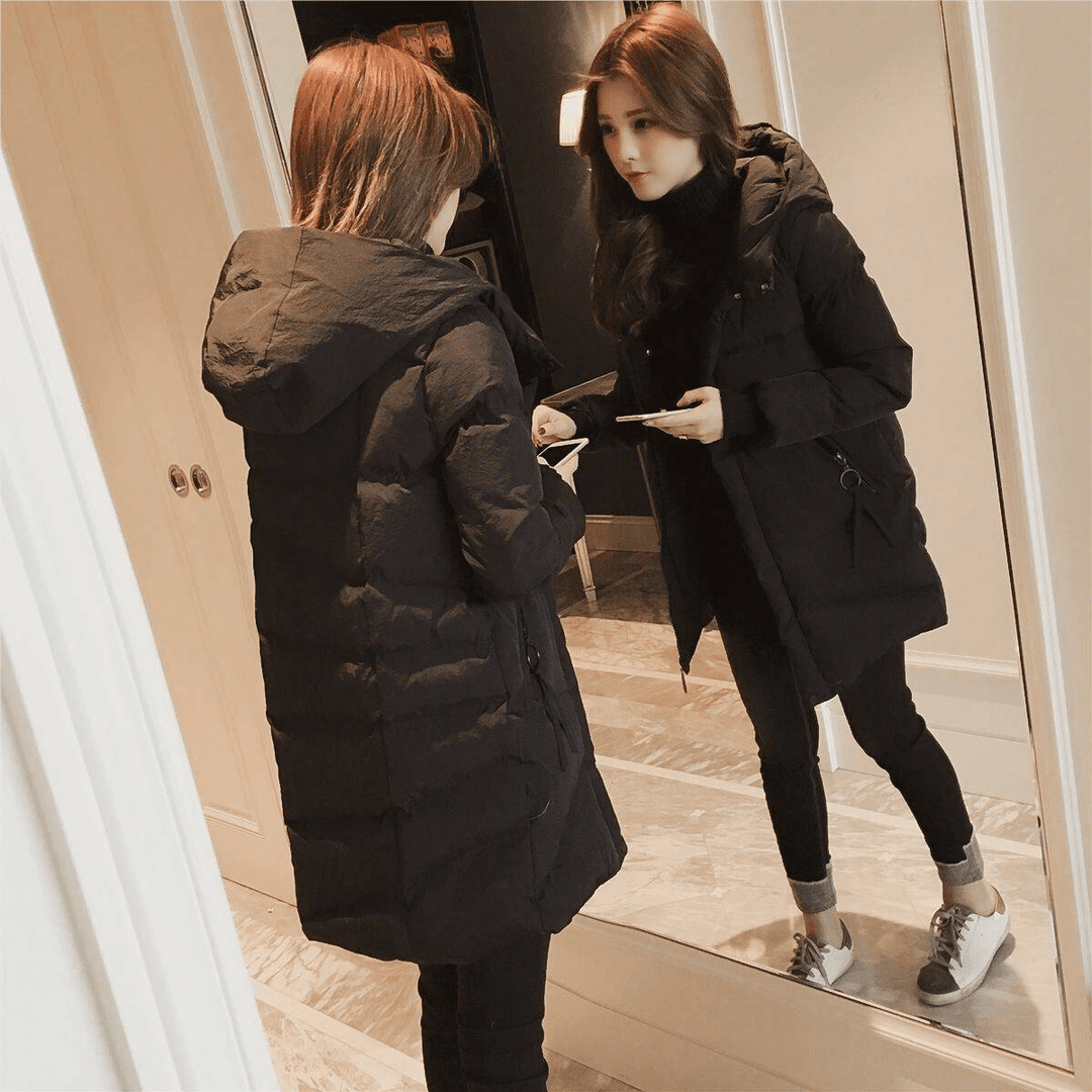 轻薄羽绒服服2023年冬装新款韩系小个子150中长款加厚黑色