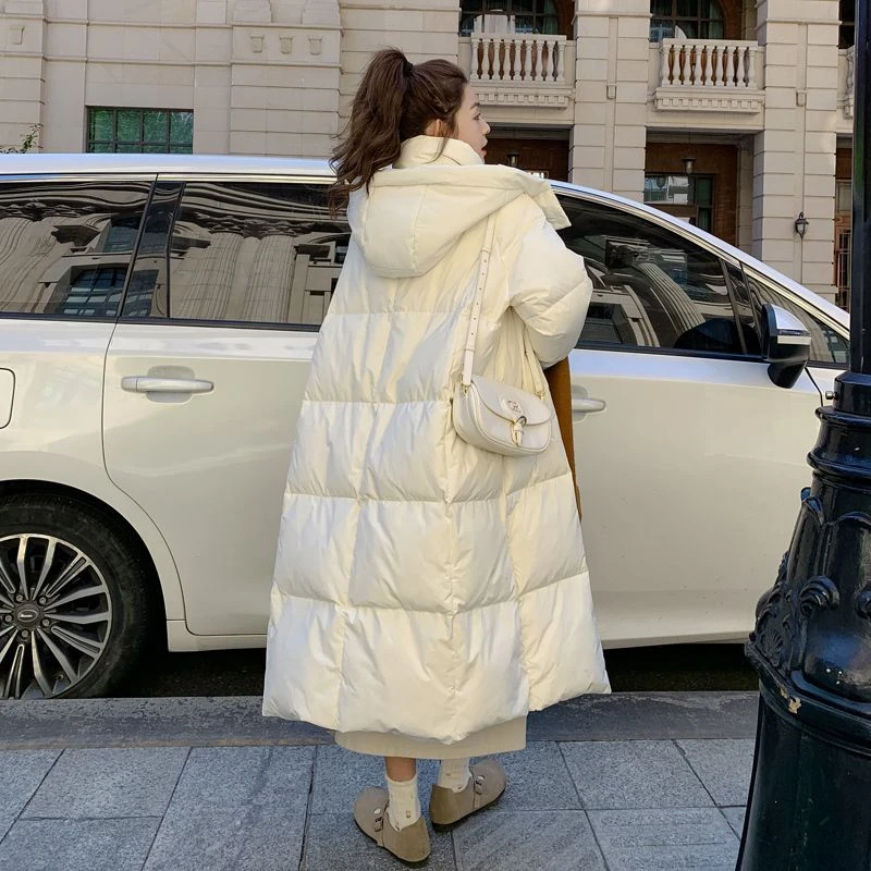 加厚奶fufu白色羽绒服女冬季2023新款韩系温柔宽松长款过膝保暖洋