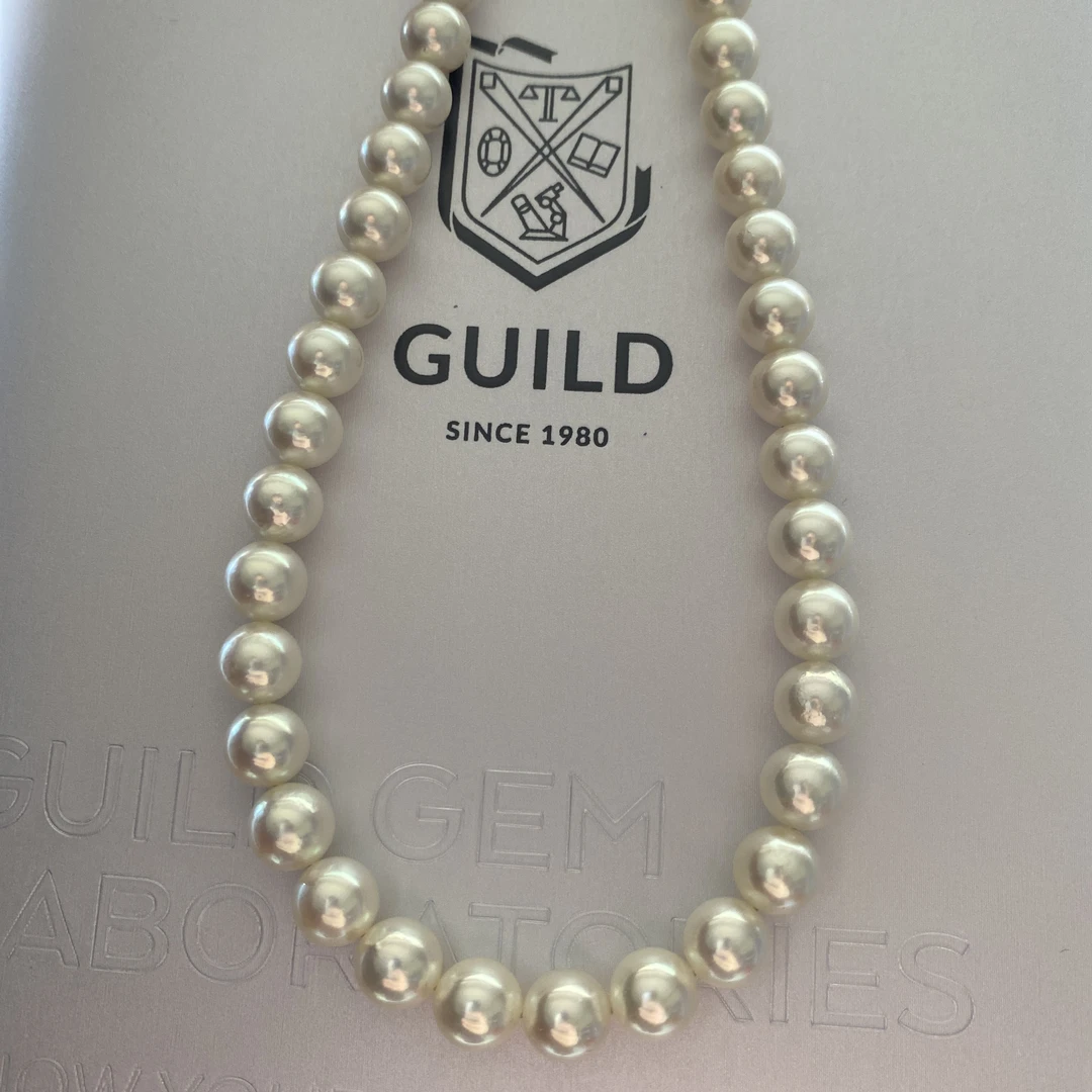 [花珠]8-8.5mm天然海水akoya珍珠项链正圆强光花珠带吉尔德大证书