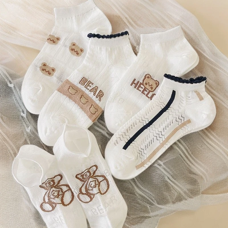 袜子女夏季薄款白色短袜卡通浅口棉袜夏天学生可爱透气吸汗船袜女