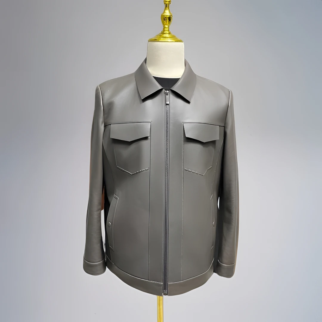 8807真皮男士高档山羊皮短款休闲时尚轻奢百搭春秋款