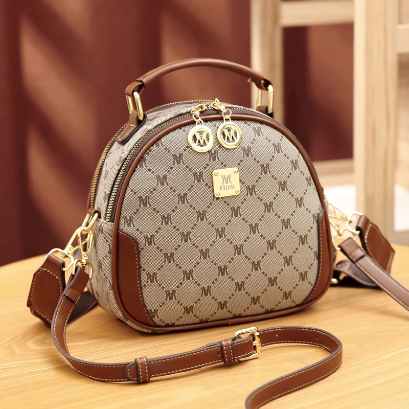 【FIDM品牌女包】2023小众新款圆饼包女印花斜跨包质感小圆包夏季女