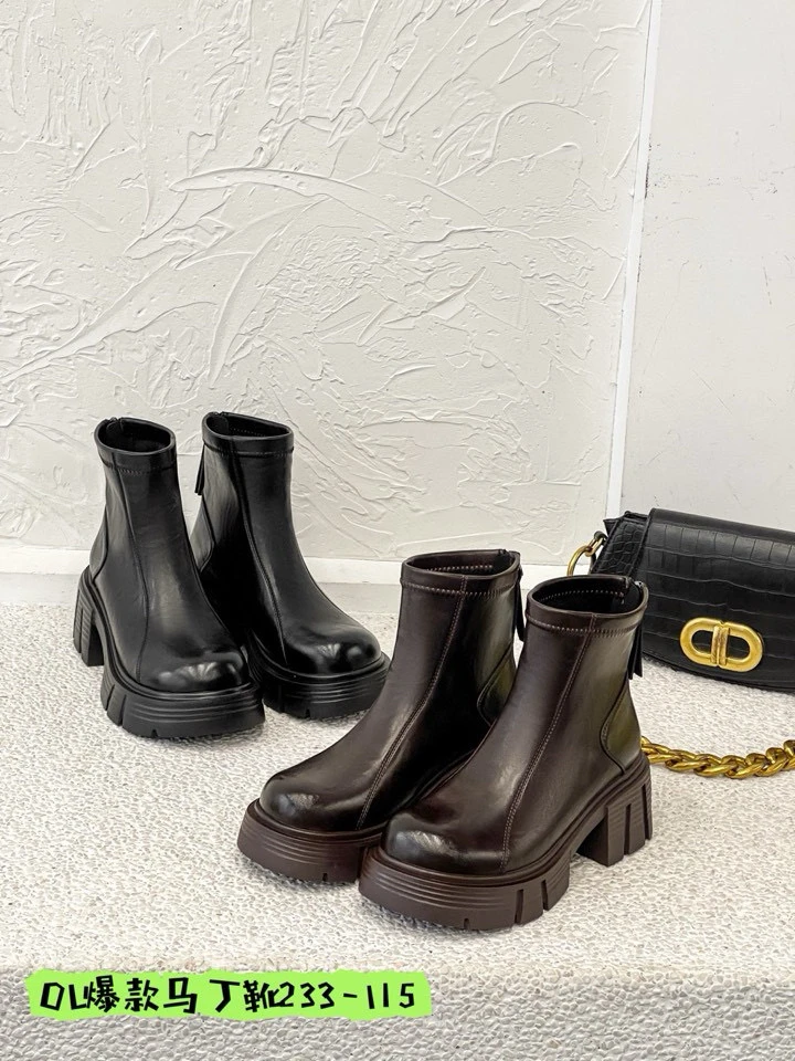 千荨家【时髦精裸靴】新款厚底增高英伦风百搭马丁靴