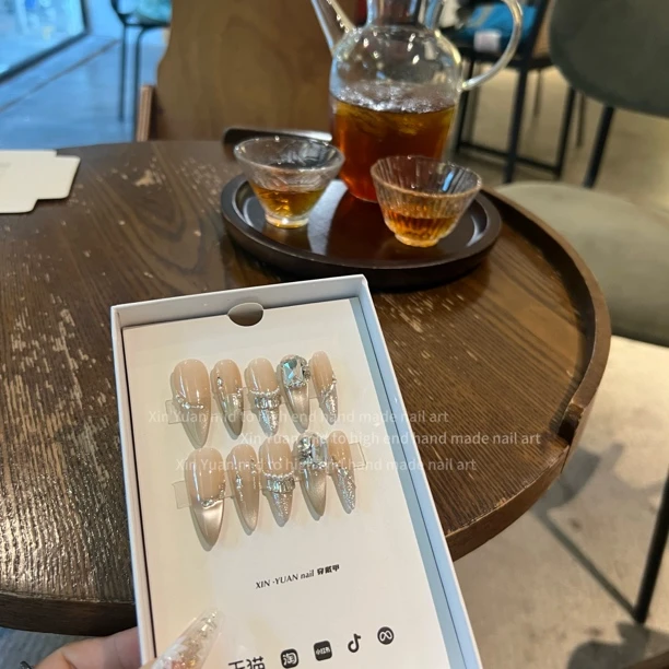 「茶颜」奇思妙想 Nail|33加长尖圆 纯手工定制|可拆卸穿戴甲