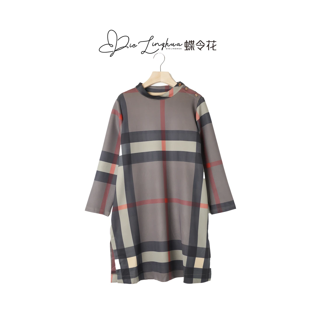 蝶令花【经典升级】气质百搭格纹长袖23115