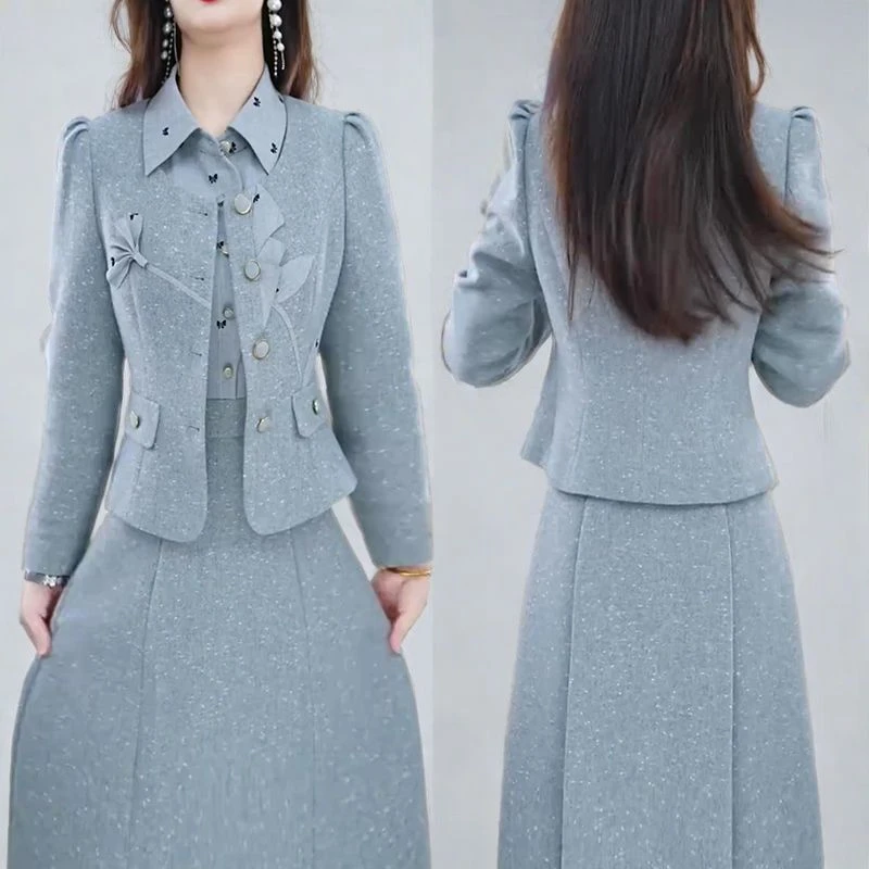 时尚休闲套装裙女2025年秋季新款小香风外套长袖连衣裙两件套