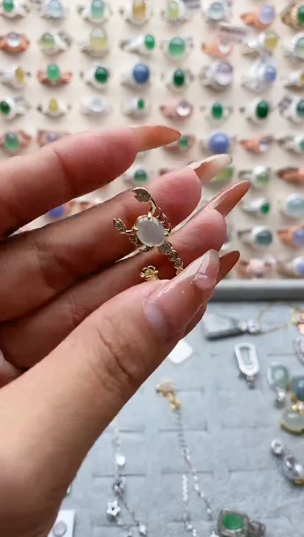 【闪购商品】翡翠戒指银S925镶嵌6666+  5