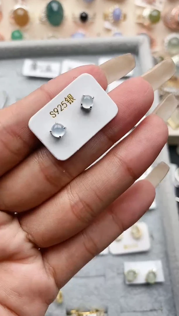 【闪购商品】翡翠耳饰银S925镶嵌3333  9+