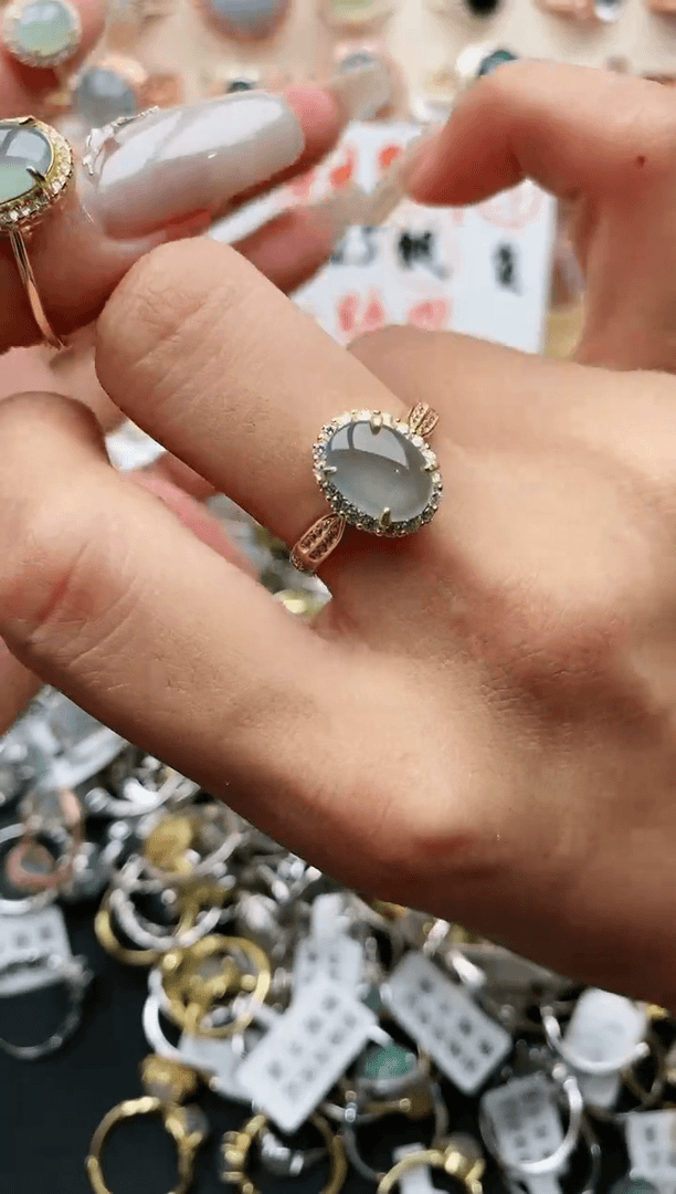 【闪购商品】翡翠戒指银S925镶嵌6666666 1+
