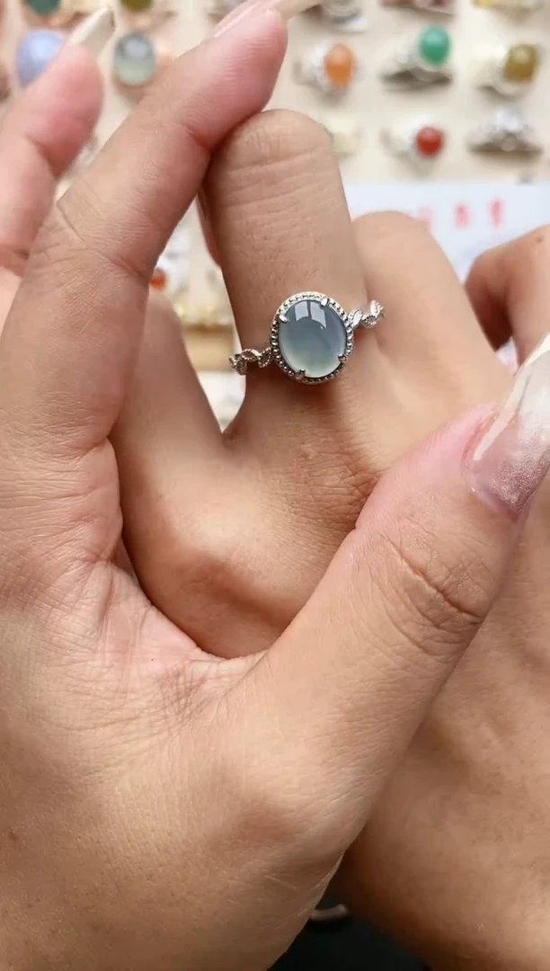 【闪购商品】翡翠戒指银S925镶嵌5555555+11