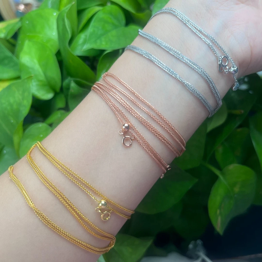 925银银制品 S925银链子  百搭时尚抽拉可调节