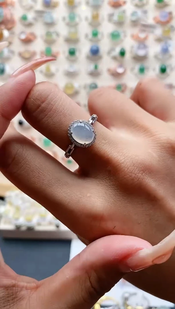 【闪购商品】翡翠戒指银S925镶嵌3333   4+