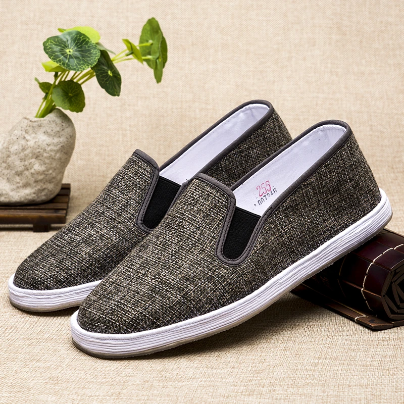 大顺坊新款男士手工制作千层底软底防滑耐磨舒适透气一脚蹬懒汉鞋