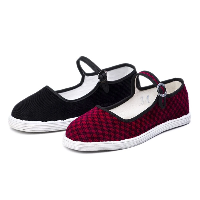 大顺坊女鞋妈妈鞋一字扣单鞋休闲软底夏季平底千层底老北京布鞋