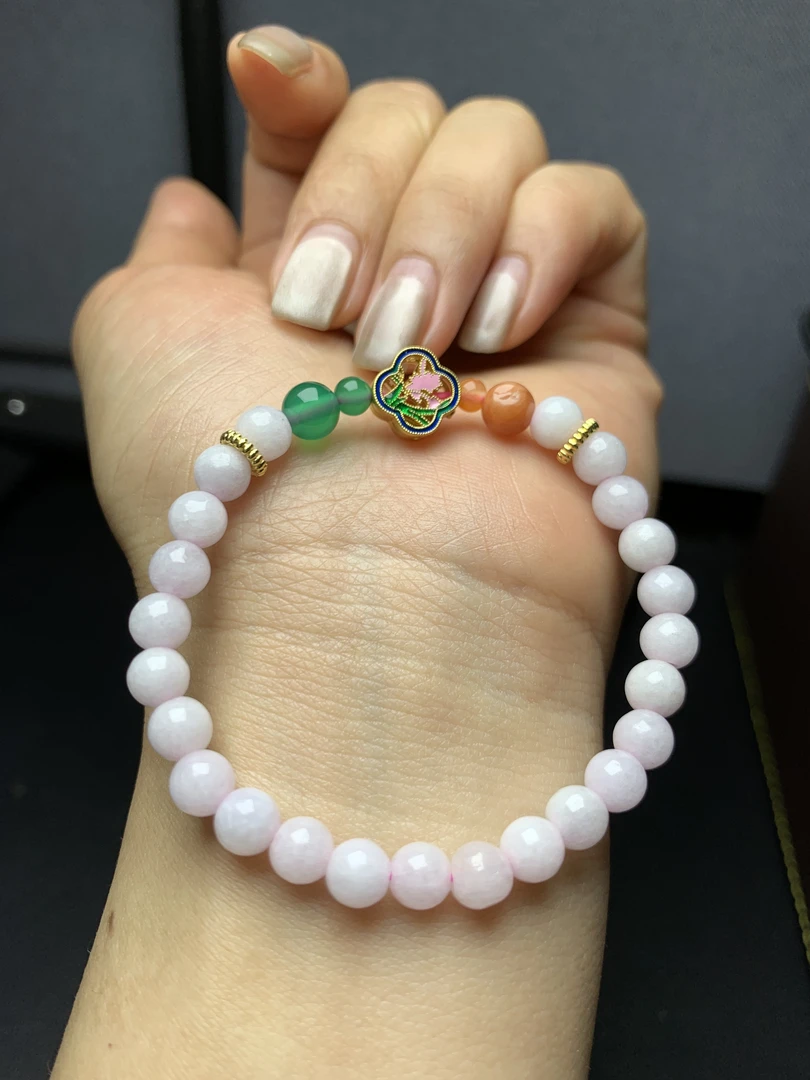 缅甸翡翠珠子小手串女款时尚百搭女士情侣彩色单圈糖果色女款时尚