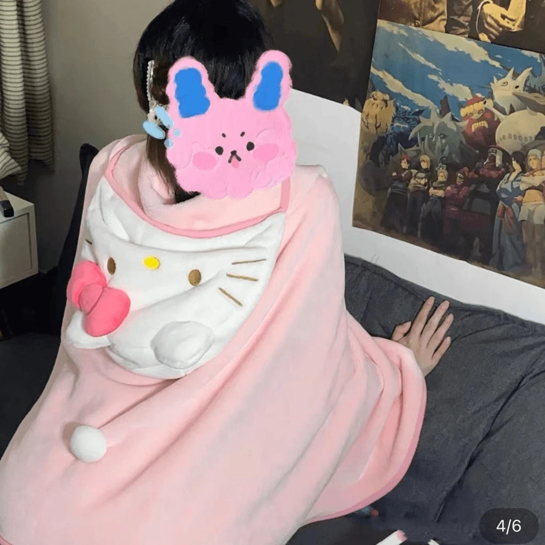 【艺凡】四季kitty猫披肩毛毯粉嫩少女心凯蒂猫午睡毛毯盖被拍照