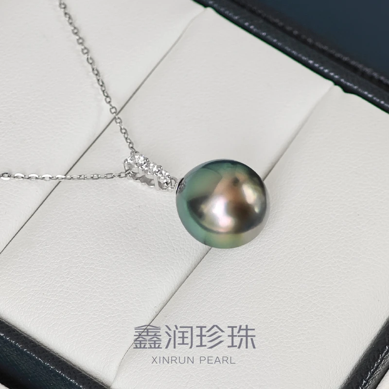 18K金大溪地黑珍珠海水珍珠吊坠12-13MM（单珠不含项链）多样性发一