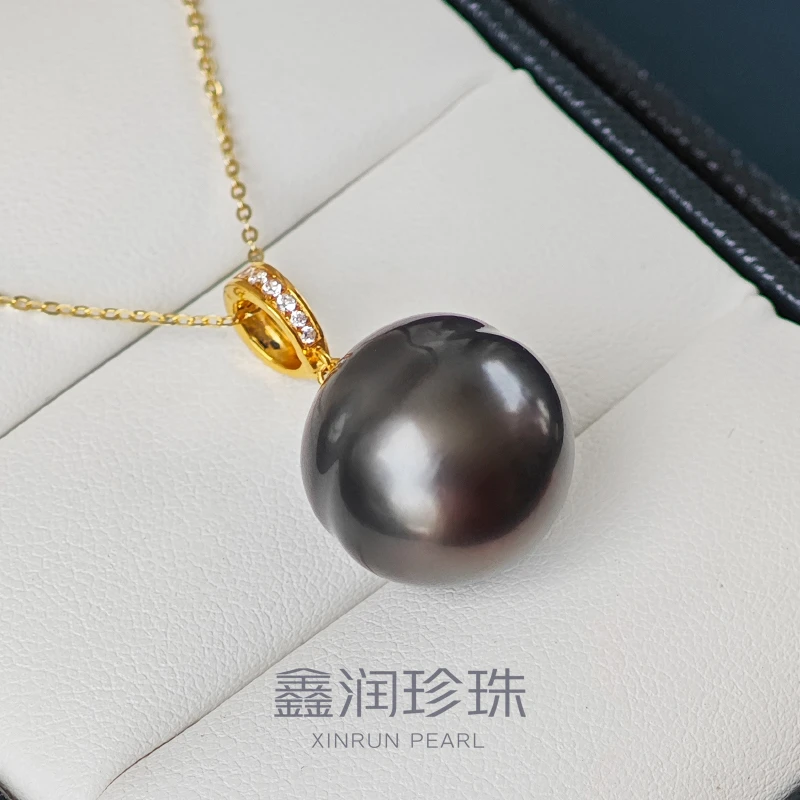 18K金海水珍珠大溪地黑珍珠吊坠15-16MM（单珠不含项链）多样性发一