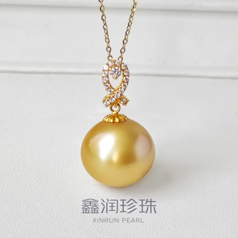 18K金镶嵌南洋海水金珠吊坠15-16MM（单吊坠不含链）经典多样性发一