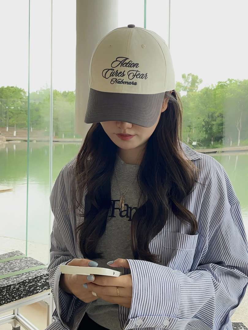 拼色复古纯棉帽子显脸小立体刺绣男女通勤鸭舌棒球帽夏季遮阳