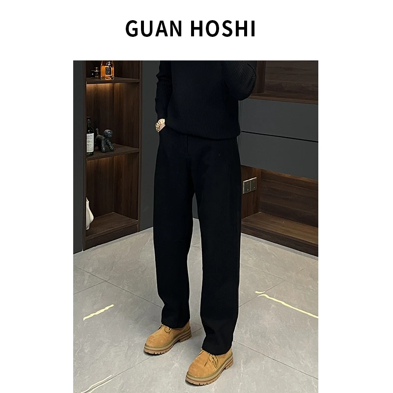 【冠什么希男装】冬季加绒直筒休闲裤垂感后腰弹力保暖时尚长裤3255