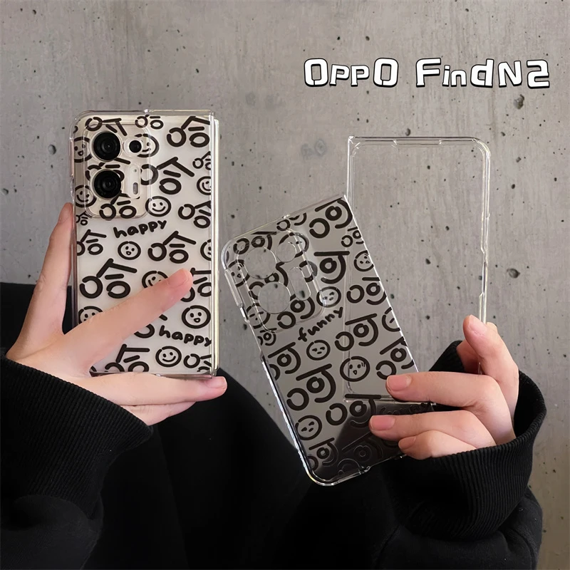 趣味文字呵呵哈哈手机壳OPPO Find N透明ins小众findn2折叠OPPO