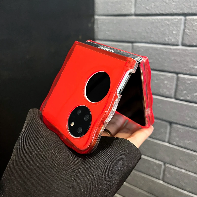 新年款大红色果冻适用华为p50 pocket折叠屏手机壳扭扭边pocket s