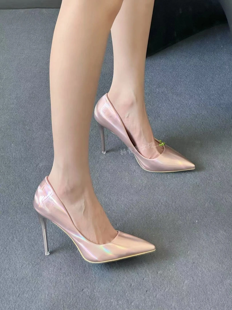 【美女烦专属】时尚金属跟高跟鞋女鞋高跟浅口尖头性感夜店显瘦单鞋