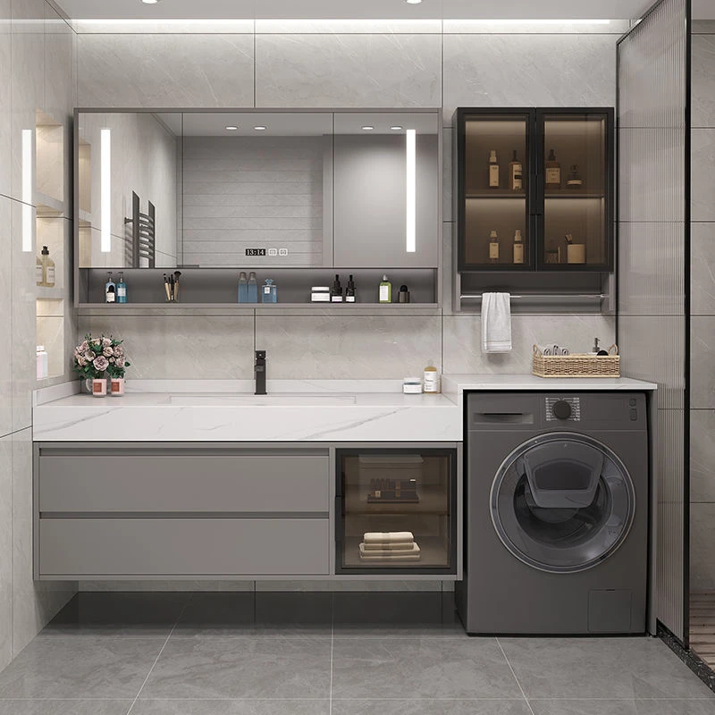 浴室柜洗衣机岩板一体盆2023款柜浴室柜组合洗脸盆洗漱台卫生间洗