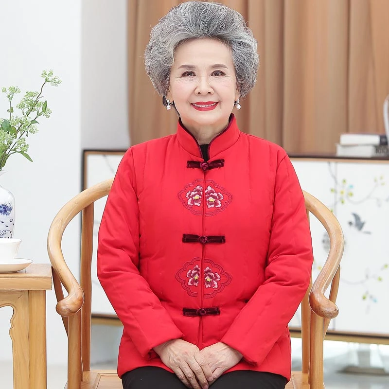 喜庆奶奶冬装轻薄羽绒服内胆棉衣结婚穿中老年人妈妈唐装棉袄外套