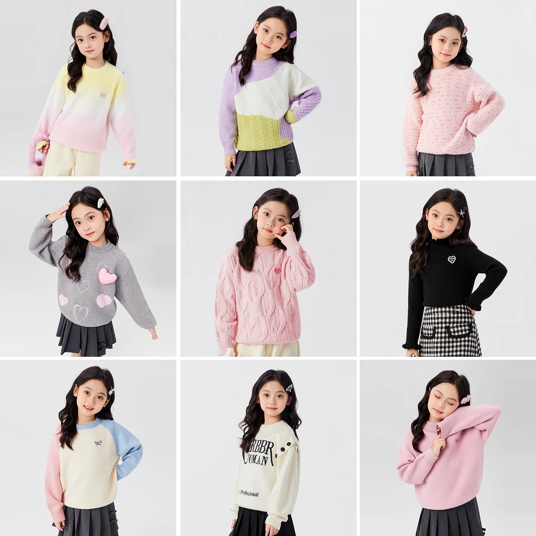 【人手两件】左西童装女童毛衣儿童针织衫秋冬季女孩上衣冬款洋气